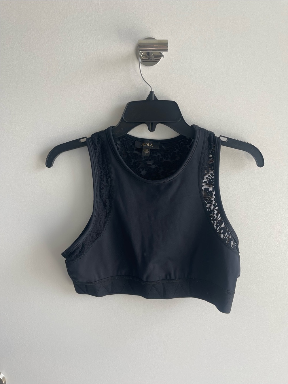 Alala Black Lace-Trim Sports Bralette